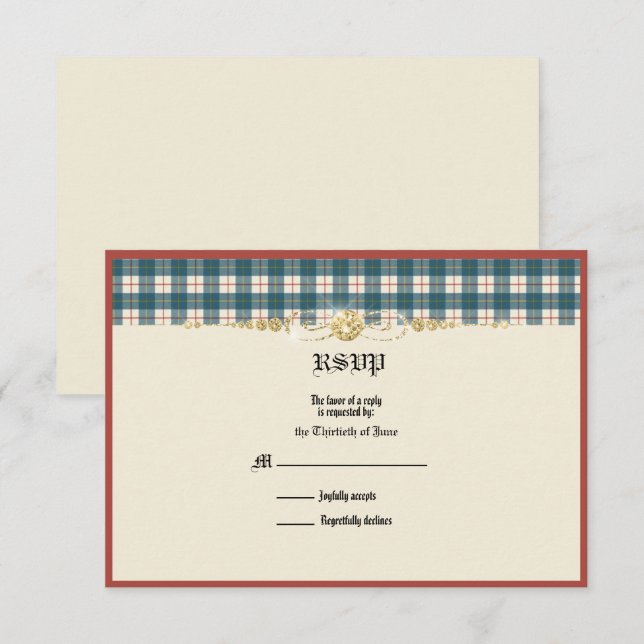 MacRae Conchra Tartan Wedding RSVP (Devant / Derrière)