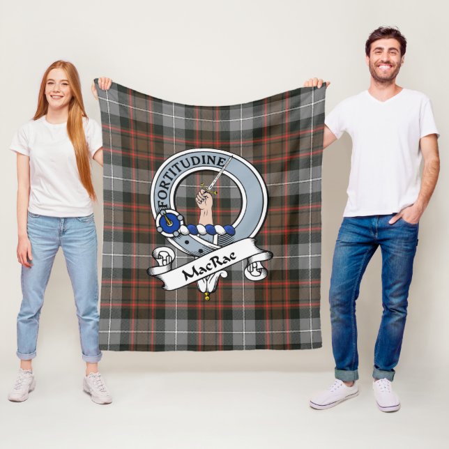MacRae Hunting Weathered Clan Badge Tartan Plaid Fleece Blanket (In Situ)