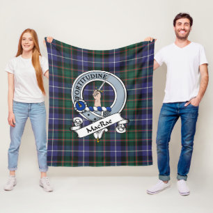 MacRae Modern Clan Badge Tartan Plaid Fleece Blanket