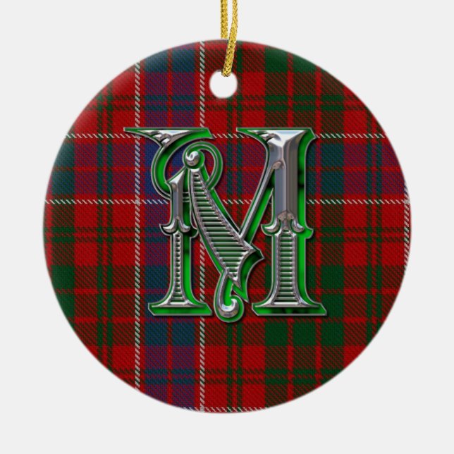 MacRae Plaid Monogram ornament (Front)