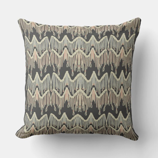 Macrame Bohemian Knitting Drawing Pattern Throw Pillow (Front)
