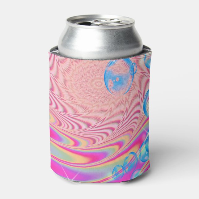 MACRAME'- Colourful Abstract Image of Fractal Art  Can Cooler (Can Front)