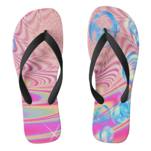 MACRAME'- Colourful Abstract Image of Fractal Art Flip Flops