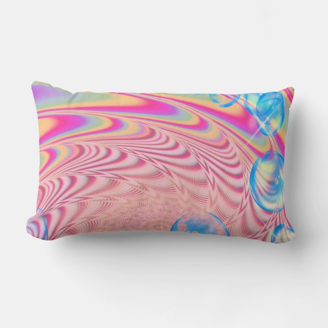 MACRAME'- Colourful Abstract Image of Fractal Art  Lumbar Pillow (Front)