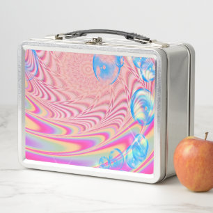 MACRAME'- Colourful Abstract Image of Fractal Art Metal Lunch Box