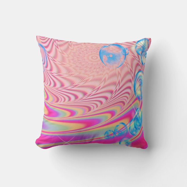 MACRAME'- Colourful Abstract Image of Fractal Art  Throw Pillow (Front)