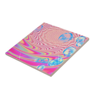 MACRAME'- Colourful Abstract Image of Fractal Art  Tile