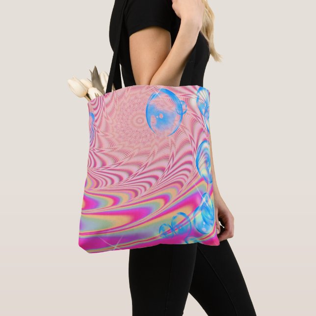 MACRAME'- Colourful Abstract Image of Fractal Art  Tote Bag (Close Up)