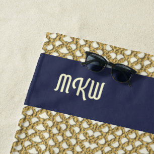 Macrame Fishing Net Look with your Initials / Name Beach Towel