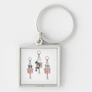 Macrame Plant Hanger Planter Pots Illustration Keychain