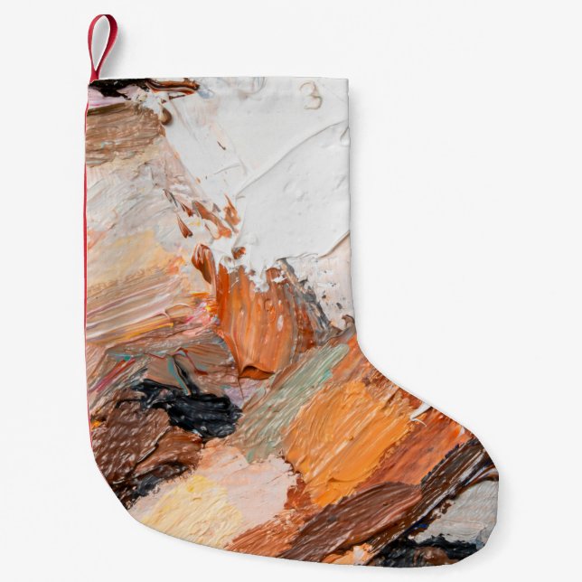 Macro. Abstract art. Expressive embossed pasty oil Small Christmas Stocking (Front)