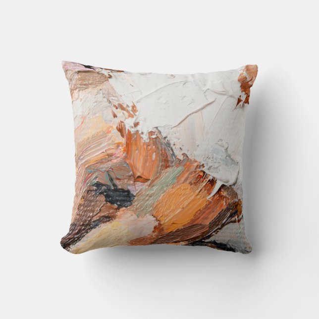Macro. Abstract art. Expressive embossed pasty oil Throw Pillow (Front)
