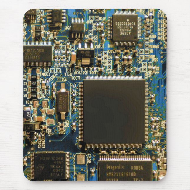 Macro Blue Circuit Board | PCB Photo Mouse Pad (Front)