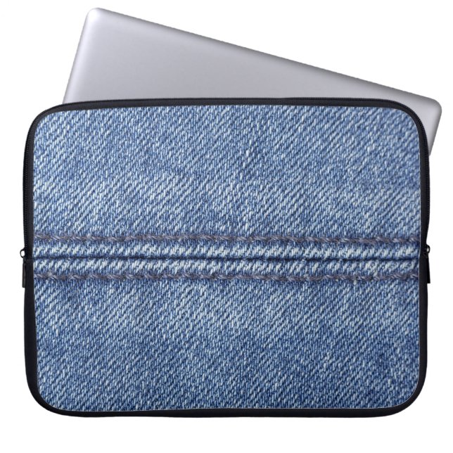 Macro Blue Denim, Close-Up Texture. Laptop Sleeve (Front)