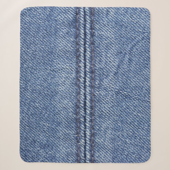 Macro Blue Denim, Close-Up Texture. Sherpa Blanket (Front)