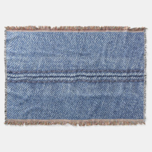 Macro Blue Denim, Close-Up Texture. Throw Blanket