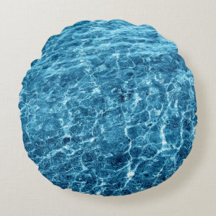 Macro Bubbling Blue Sea Photo Round Pillow