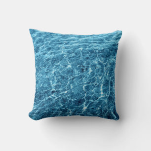 Macro Bubbling Blue Sea Photo Throw Pillow