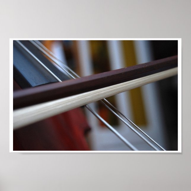 Macro Cello Strings and Bow Poster (Front)
