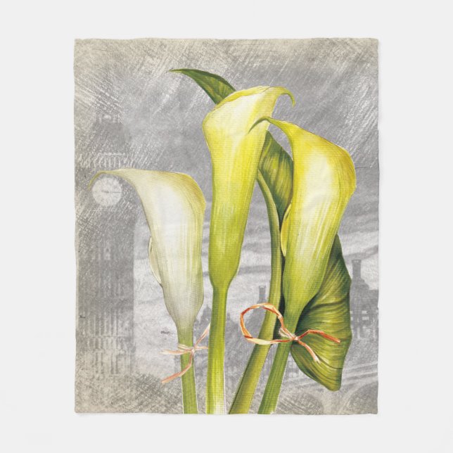 Macro flower Calla lily Fleece Blanket (Front)