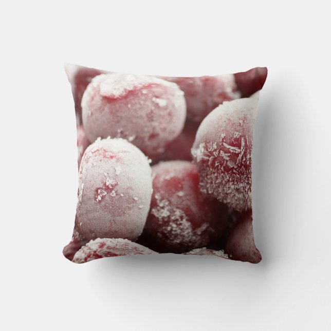 Macro frozen berries, closeup texture. throw pillow (Front)