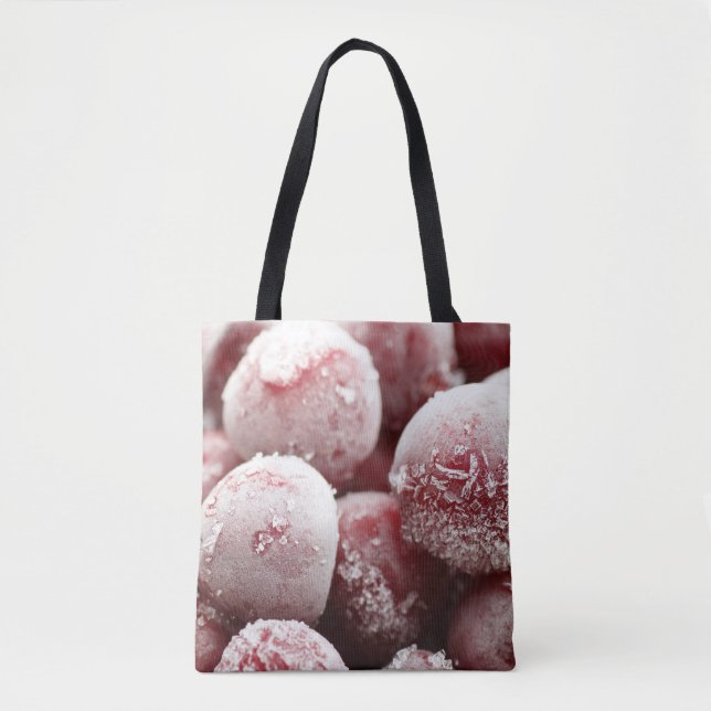 Macro frozen berries, closeup texture. tote bag (Front)