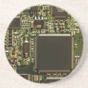 Macro Green Circuit Board   PCB Photo Coaster