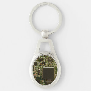 Macro Green Circuit Board PCB Photo Keychain