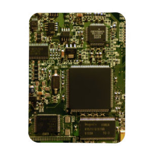 Macro Green Circuit Board   PCB Photo Magnet