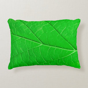 Macro green leaf ecology plant background accent pillow
