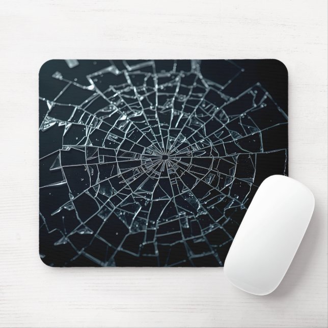 Macro of Shattered Tempered Glass Mouse Pad (With Mouse)