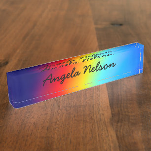 Macro Photo Holographic Rainbow Gradient Name Nameplate