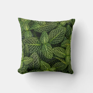 MACRO PHOTO OF GREEN-LEAFED PLANTS THROW PILLOW
