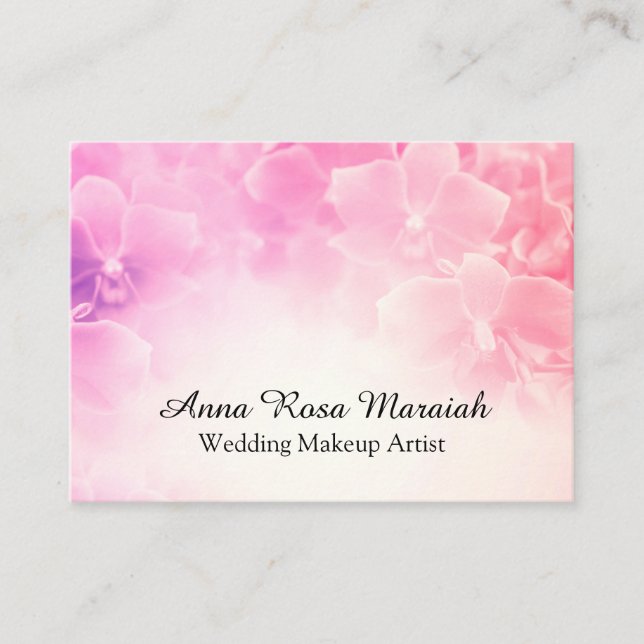*~* Macro Photo Pink White  Floral Elegant Business Card (Front)