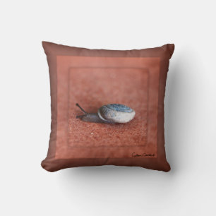 Macro Photograph of Snail on Terracotta Throw Pillow