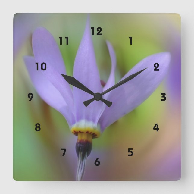 Macro Purple Flower Square Wall Clock (Front)