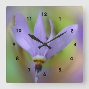 Macro Purple Flower Square Wall Clock
