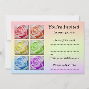 Macro Rainbow Roses Invitation