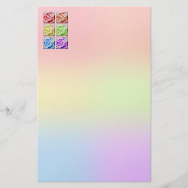 Macro Rainbow Roses Stationery (Front)