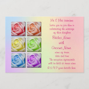 Macro Rainbow Roses Wedding Invitations