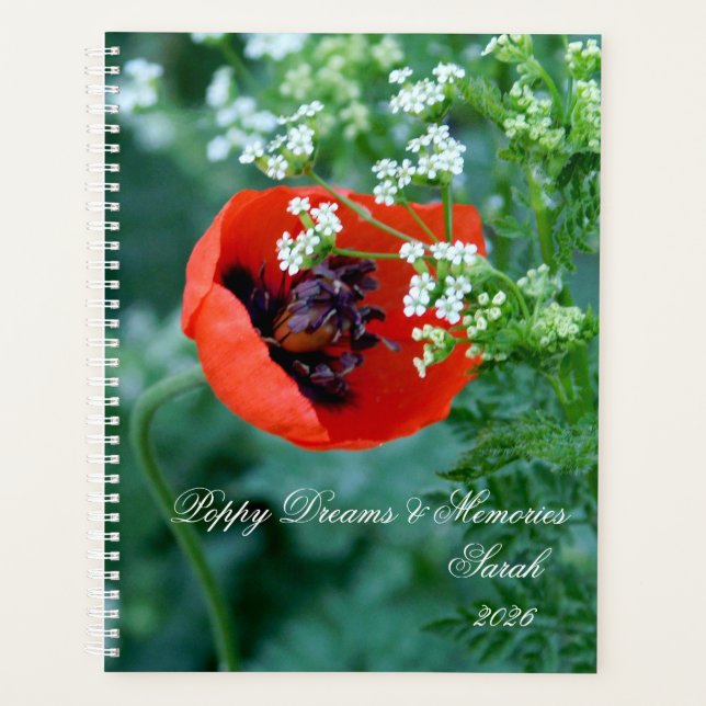 Macro Red Poppy | Artistic Personalized Journal Planner (Front)