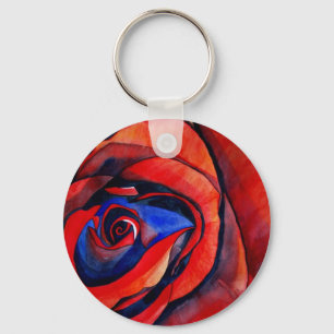 Macro red rose abstract art painting keychain