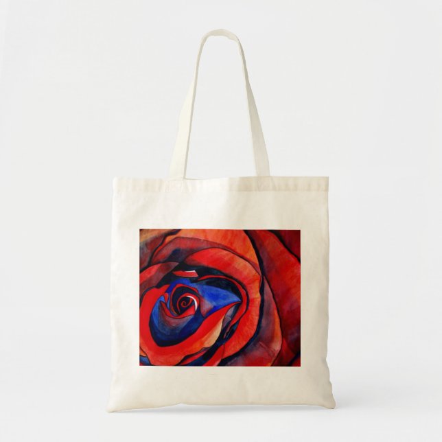 Macro red rose abstract art painting tote bag (Front)