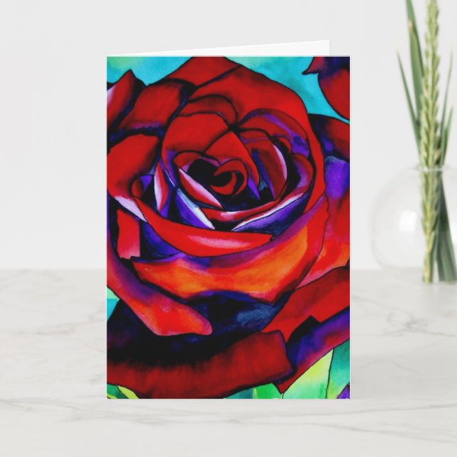 Macro Rose rouge fleur Valentine's Day carte (Devant)