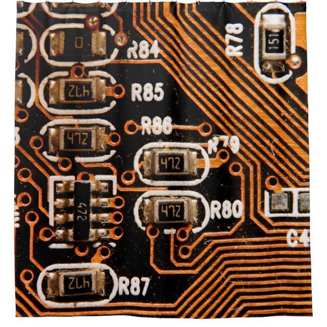 macro shot of circuitboard,cables,capacitors,card, (Front)