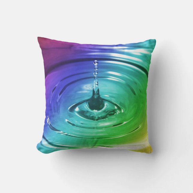 Macro water drop throw pillow (Front)