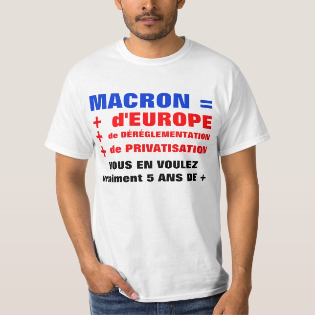 MACRON = Déréglementation = Mondialisation T-shirt (Front)