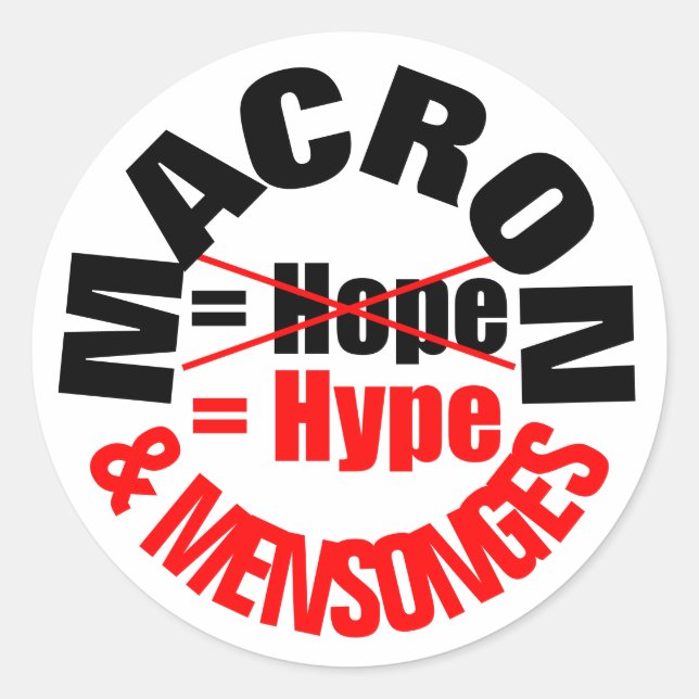 MACRON Hype and Lie MENSONGES RS Classic Round Sticker (Front)