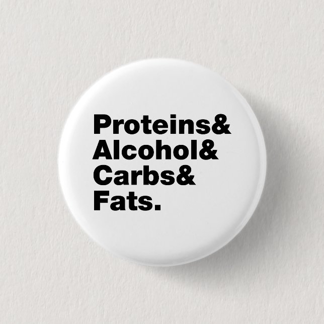 Macronutrients. Proteins & Alcohol & Carbs & Fats. 1 Inch Round Button (Front)