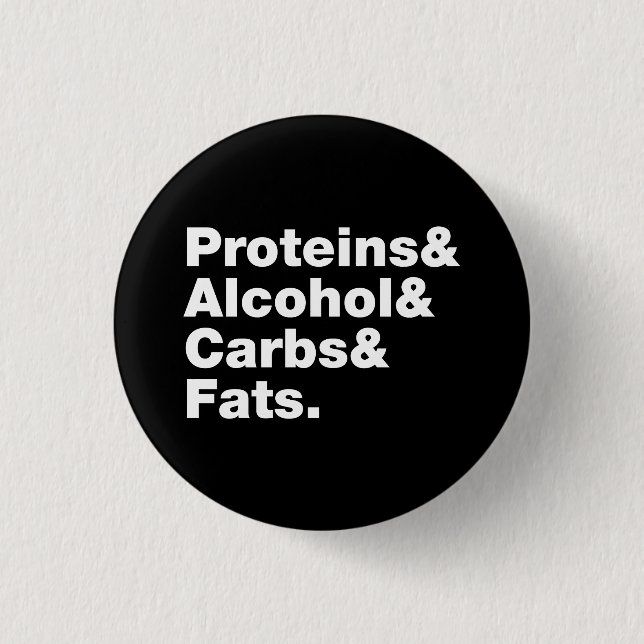 Macronutrients. Proteins & Alcohol & Carbs & Fats. 1 Inch Round Button (Front)